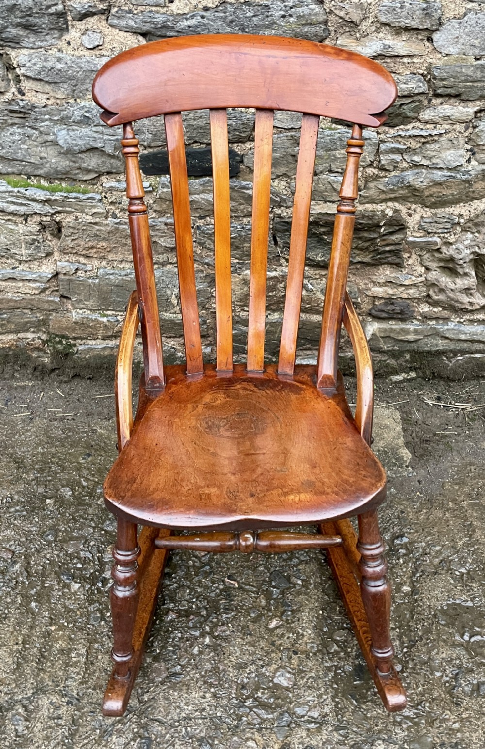 Victorian Elm Lathe Back Rocking Chair