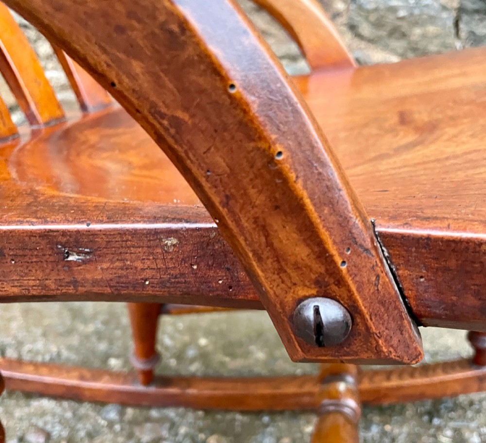 Victorian Elm Lathe Back Rocking Chair View XII