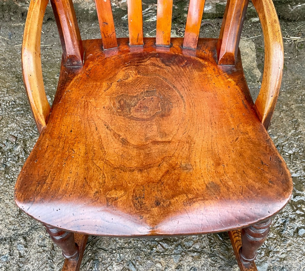 Victorian Elm Lathe Back Rocking Chair View XV