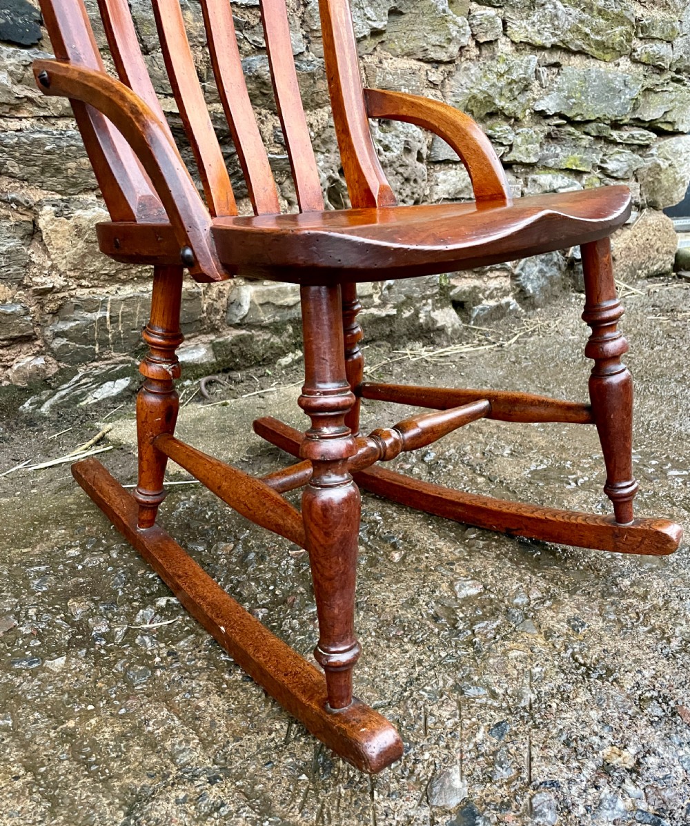 Victorian Elm Lathe Back Rocking Chair View XVIII