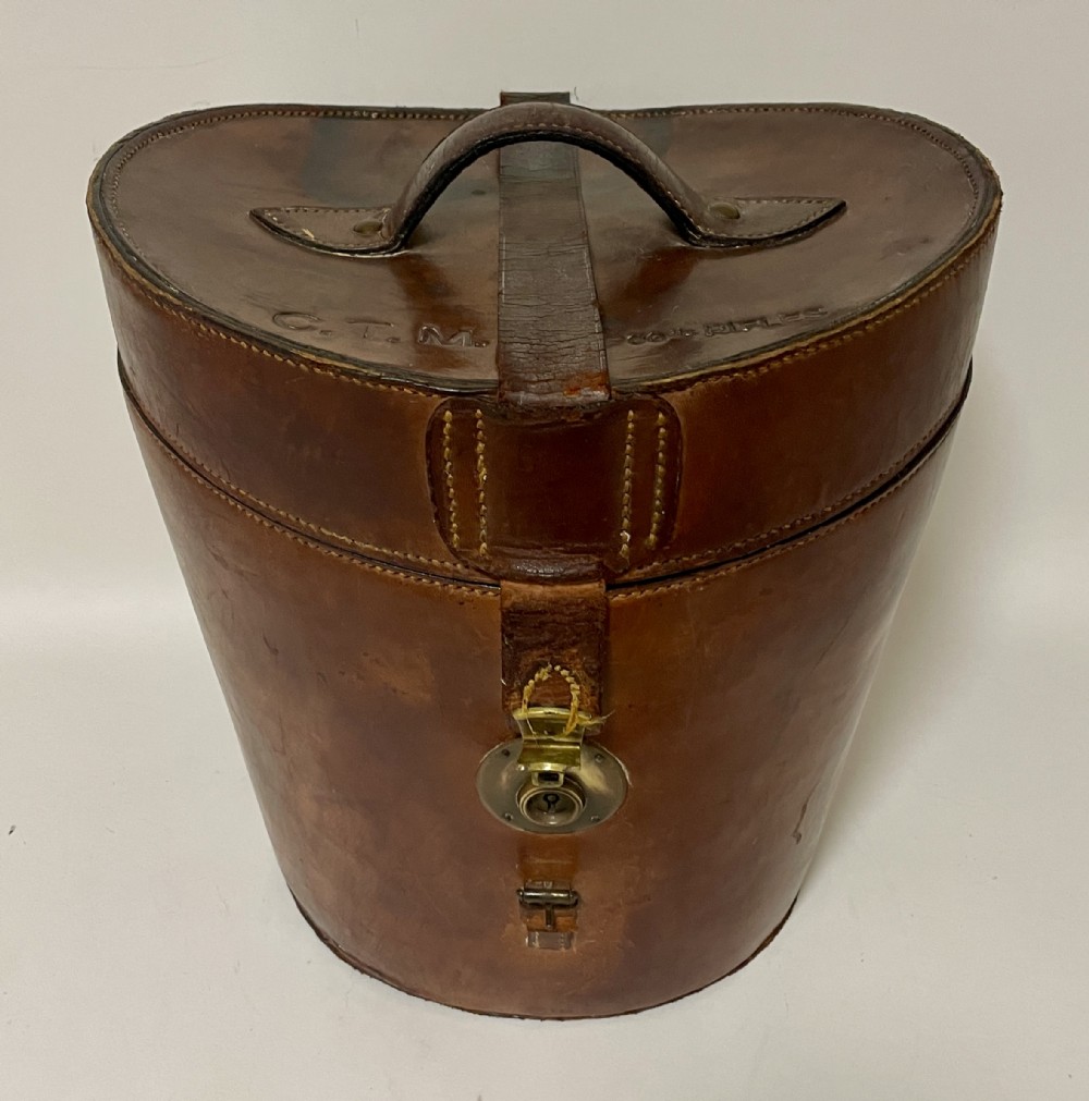 Victorian Leather Double Top Hat Box