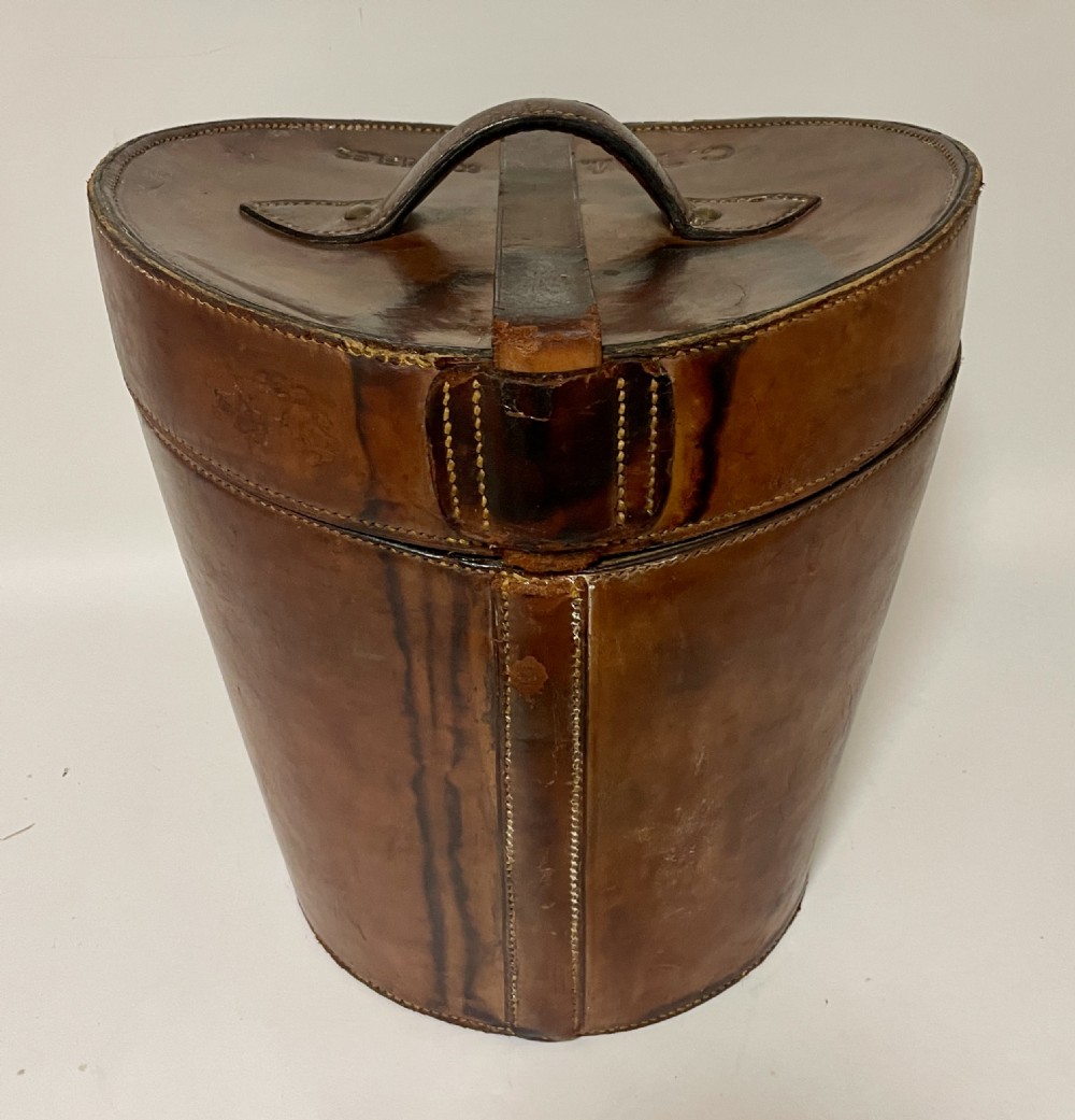 Victorian Leather Double Top Hat Box View VIII