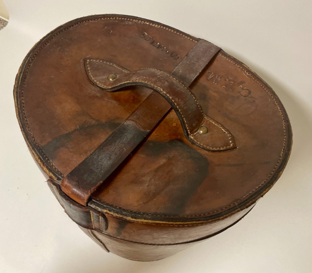 Victorian Leather Double Top Hat Box View XVI