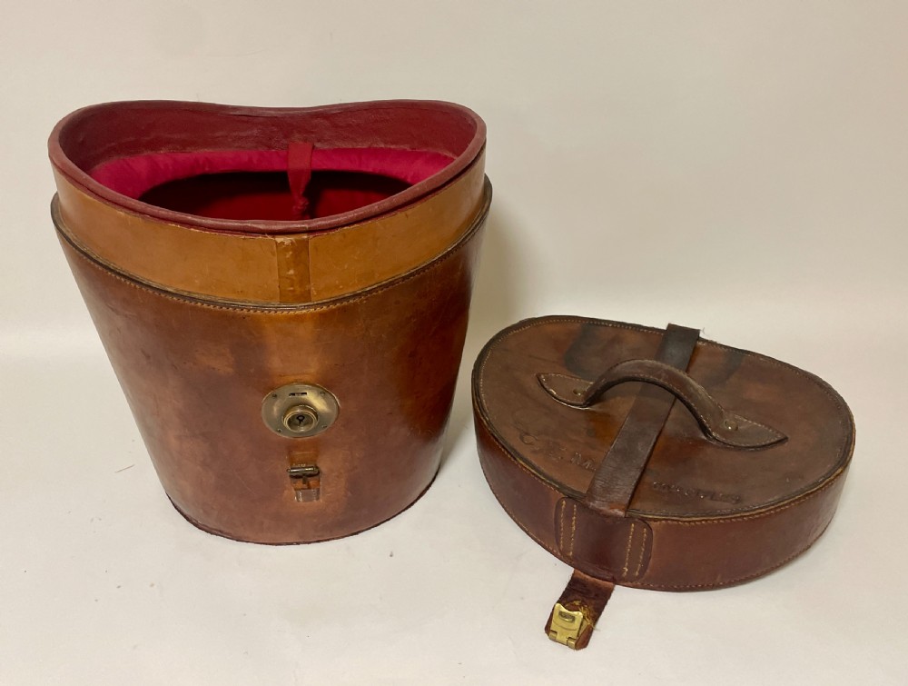 Victorian Leather Double Top Hat Box View XVII