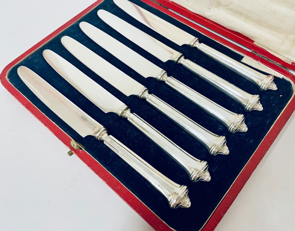 Set of 6 Antique Silver Handled Dessert Knives View III