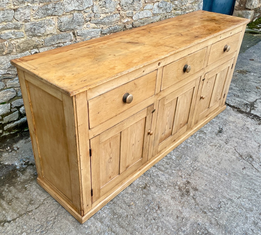 Large Victorian Pine Dresser Base View V