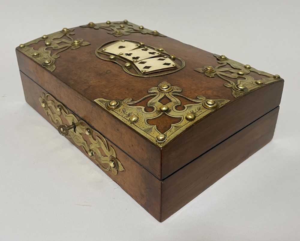 Victorian Brass Mounted Games Box View XI