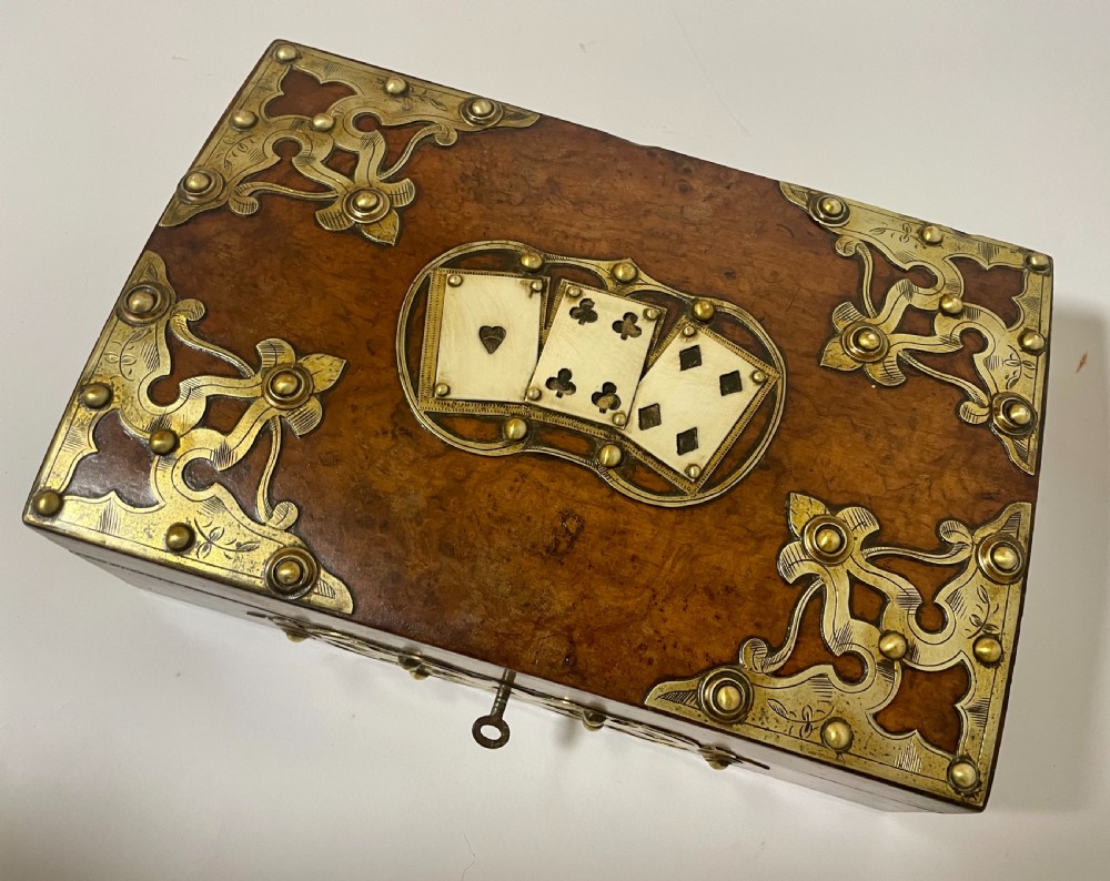 Victorian Brass Mounted Games Box View XV