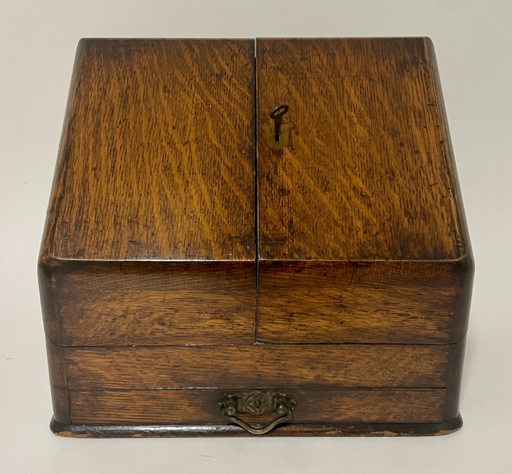 Small Antique Oak Stationery Cabinet