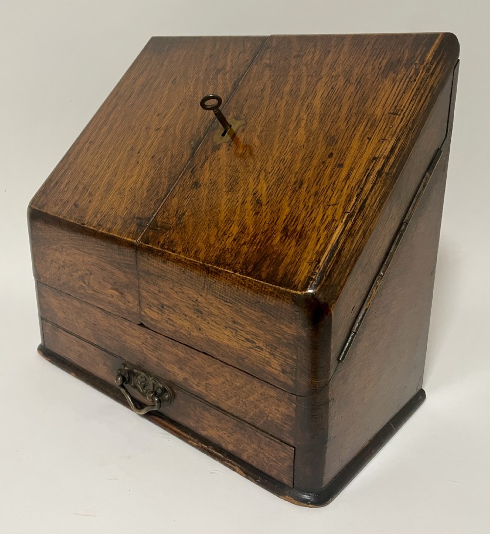 Small Antique Oak Stationery Cabinet View III