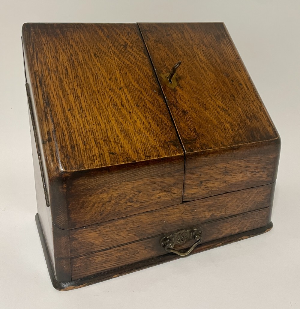 Small Antique Oak Stationery Cabinet View IX