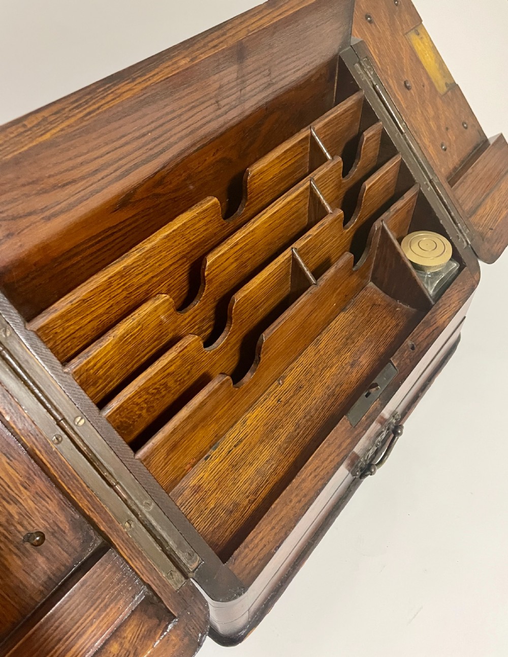 Small Antique Oak Stationery Cabinet View X