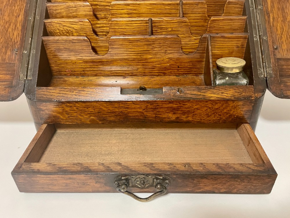 Small Antique Oak Stationery Cabinet View XII