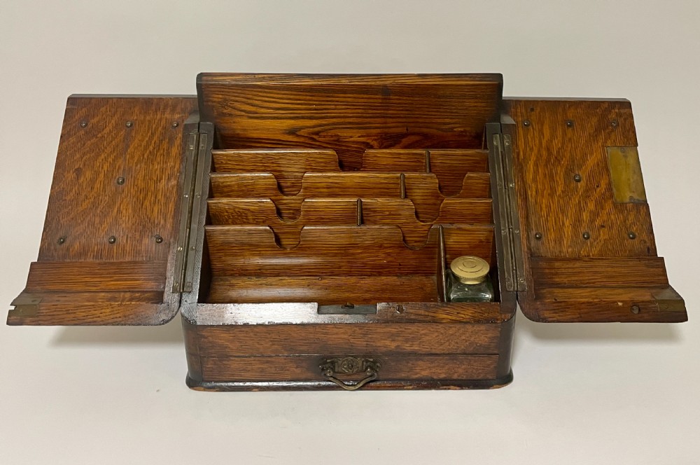 Small Antique Oak Stationery Cabinet View XIV