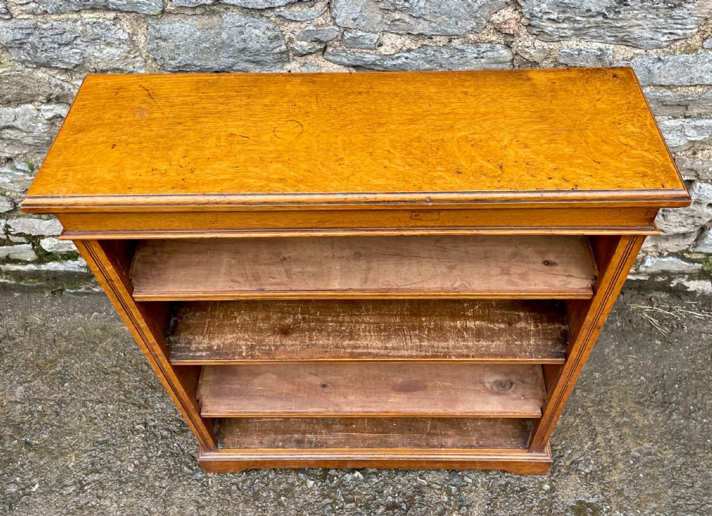 Edwardian Oak Open Bookcase View IX