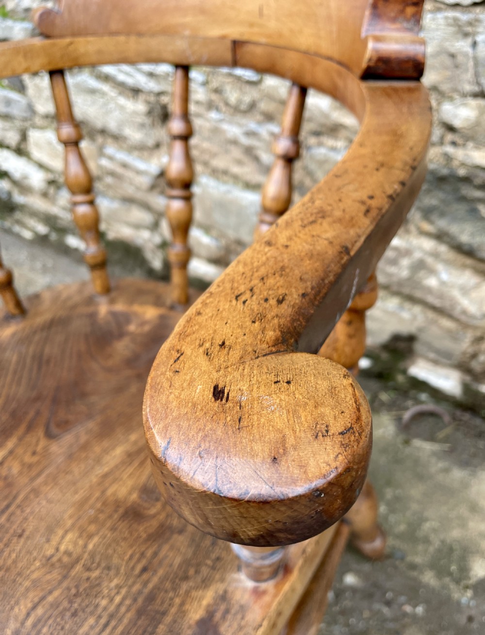Antique Elm Seated Captain’s Chair View XI