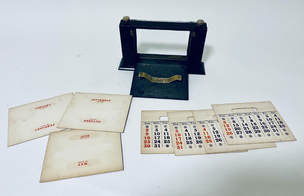 Antique Silver Perpetual Desk Calendar View XI