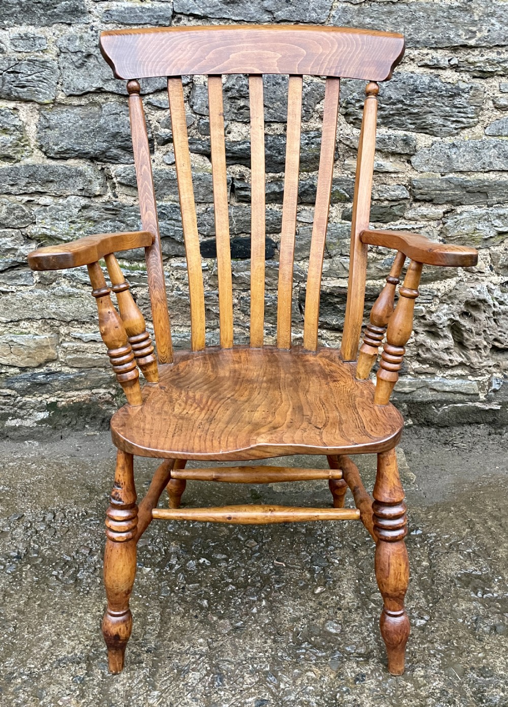 Victorian Elm Lathe Back Farmhouse Chair View II
