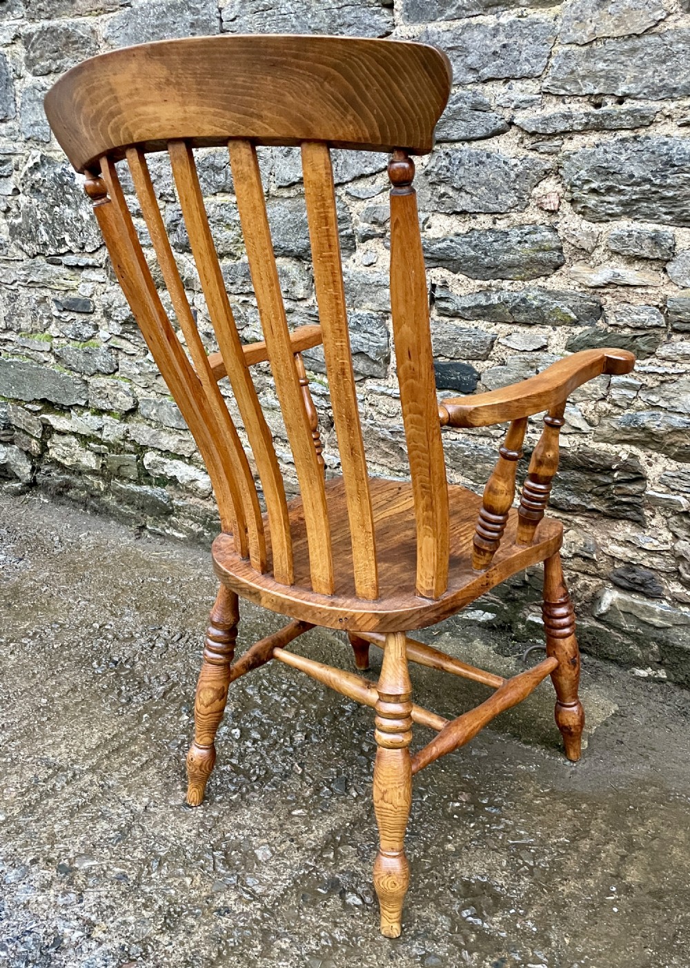 Victorian Elm Lathe Back Farmhouse Chair View VII