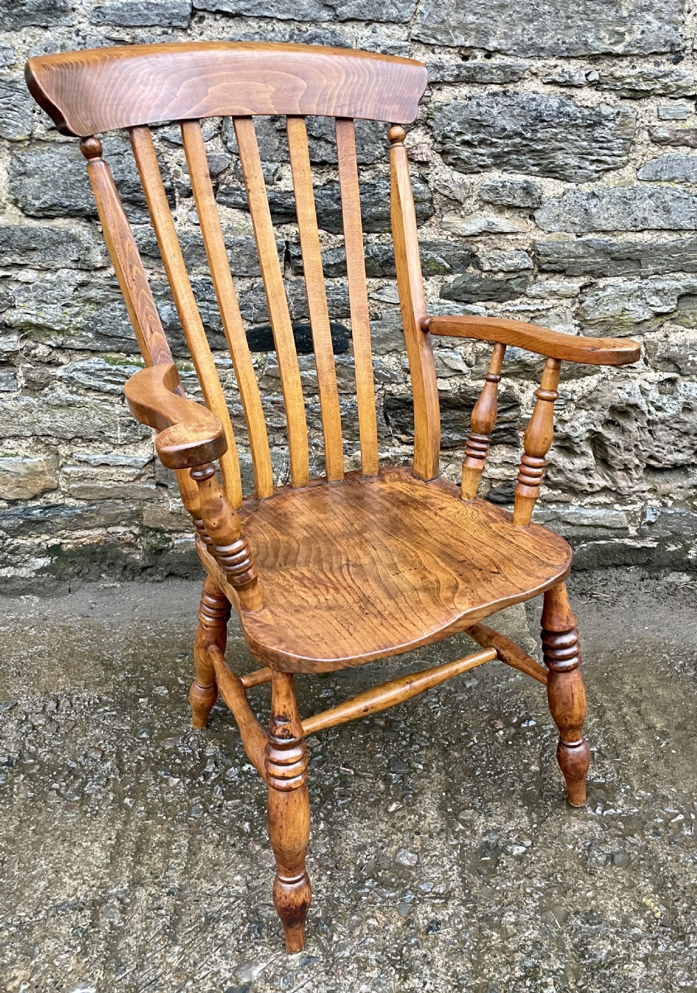 Victorian Elm Lathe Back Farmhouse Chair View X