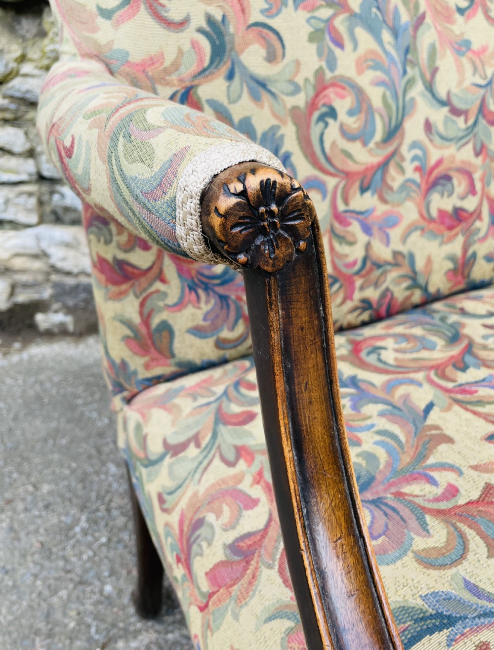 Antique Mahogany Framed Open Armchair View IV