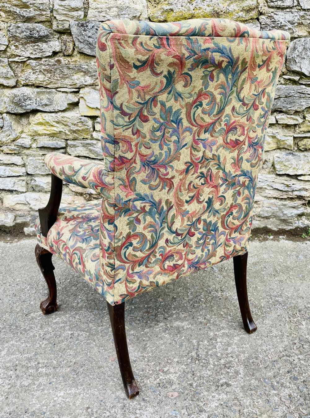 Antique Mahogany Framed Open Armchair View VI