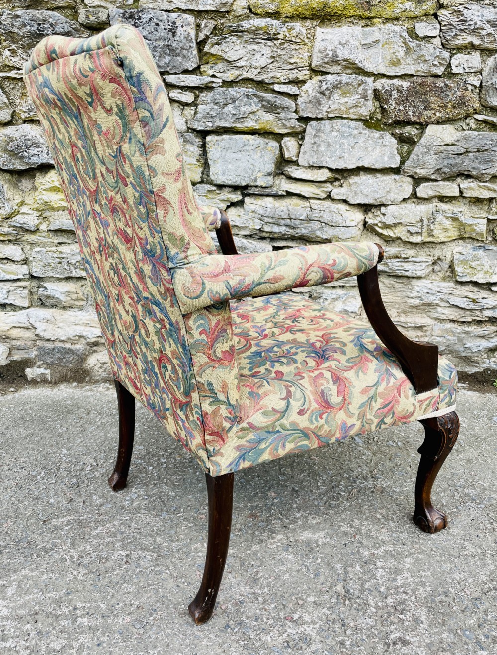 Antique Mahogany Framed Open Armchair View VIII
