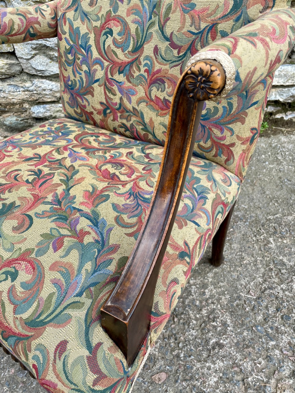 Antique Mahogany Framed Open Armchair View XI