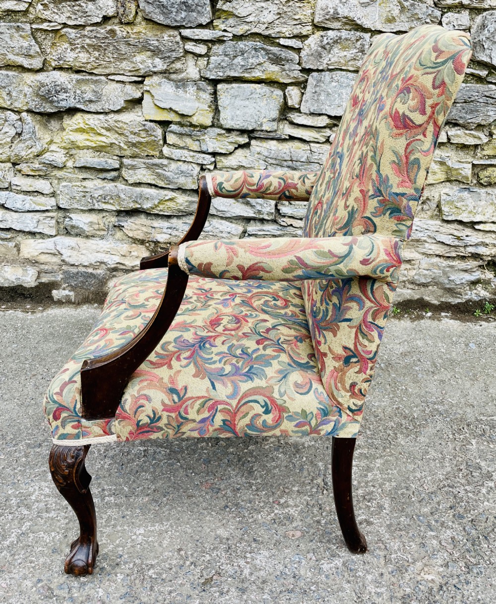 Antique Mahogany Framed Open Armchair View XII