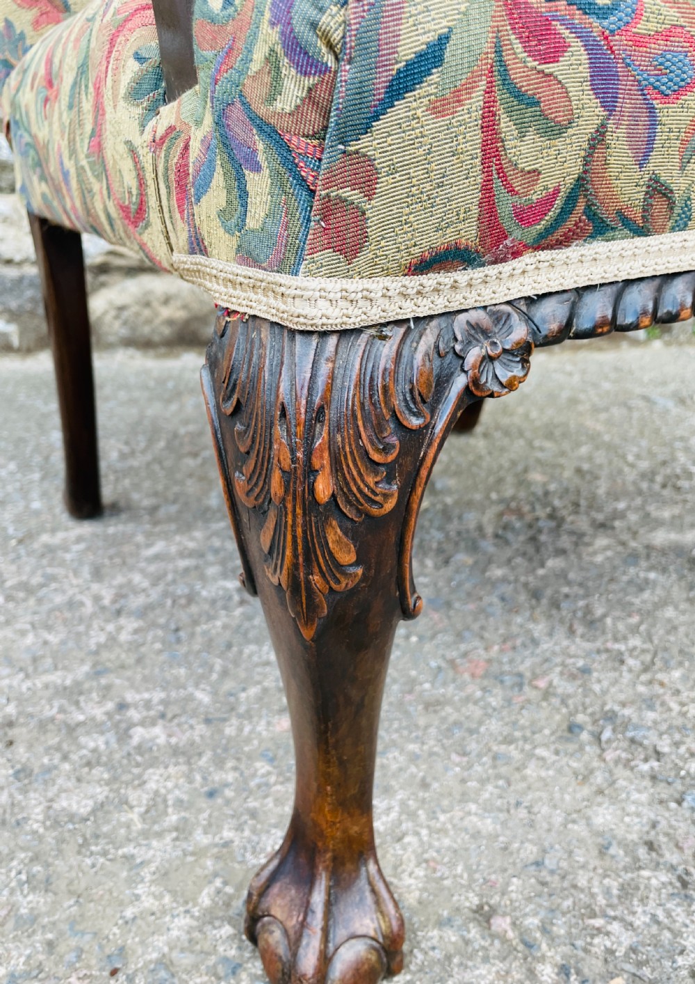 Antique Mahogany Framed Open Armchair View XV