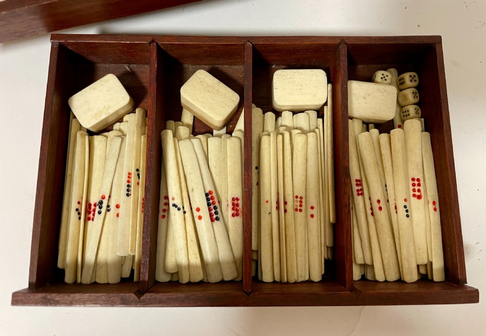Vintage Bone and Bamboo Mahjong Set View XV