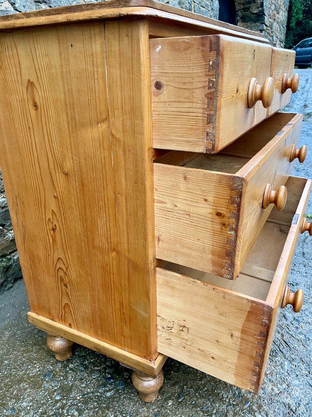 Antique Stripped Pine Chest of Drawers View VIII