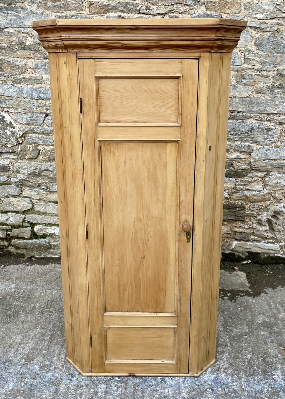 Antique Stripped Pine Corner Cupboard