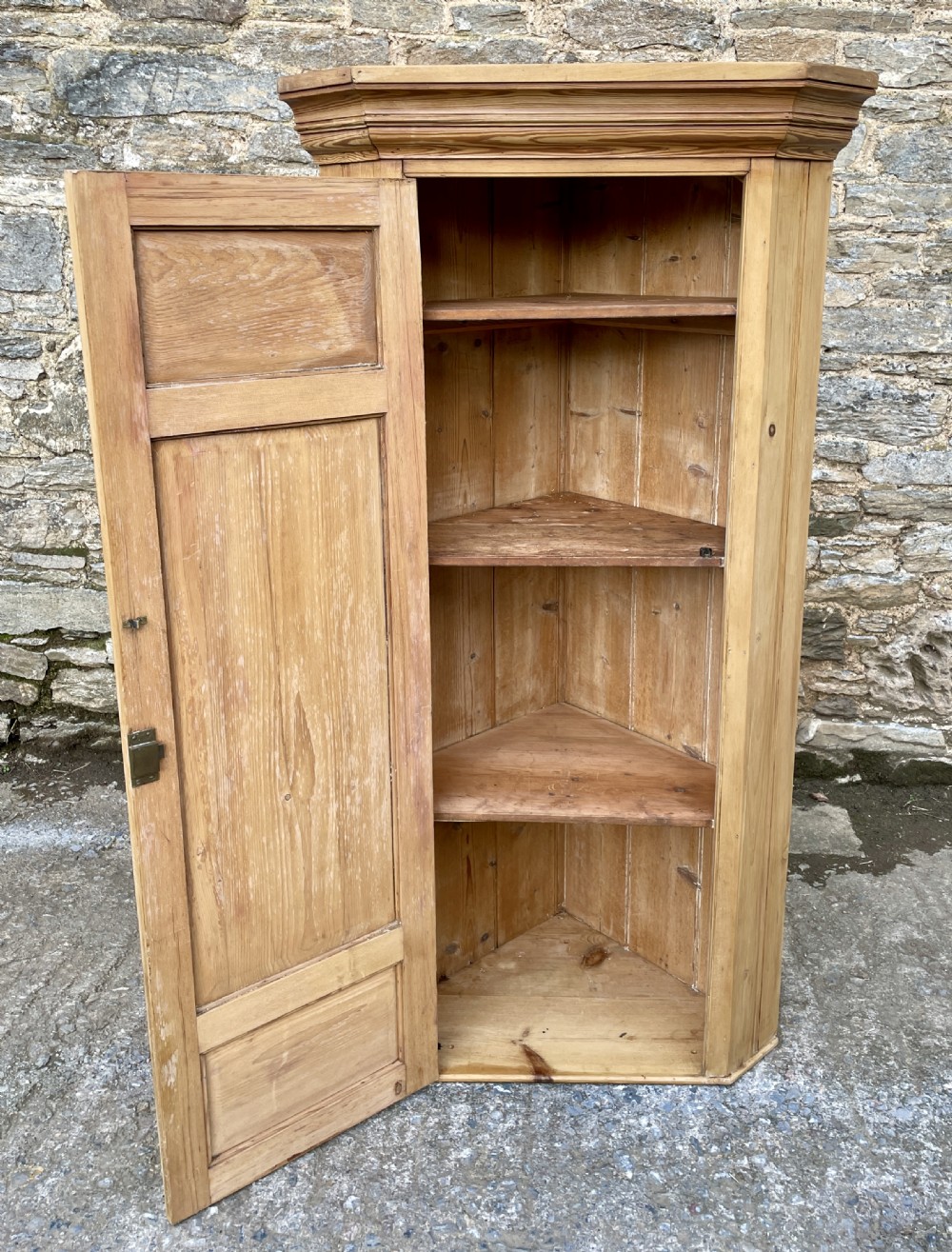 Antique Stripped Pine Corner Cupboard View X