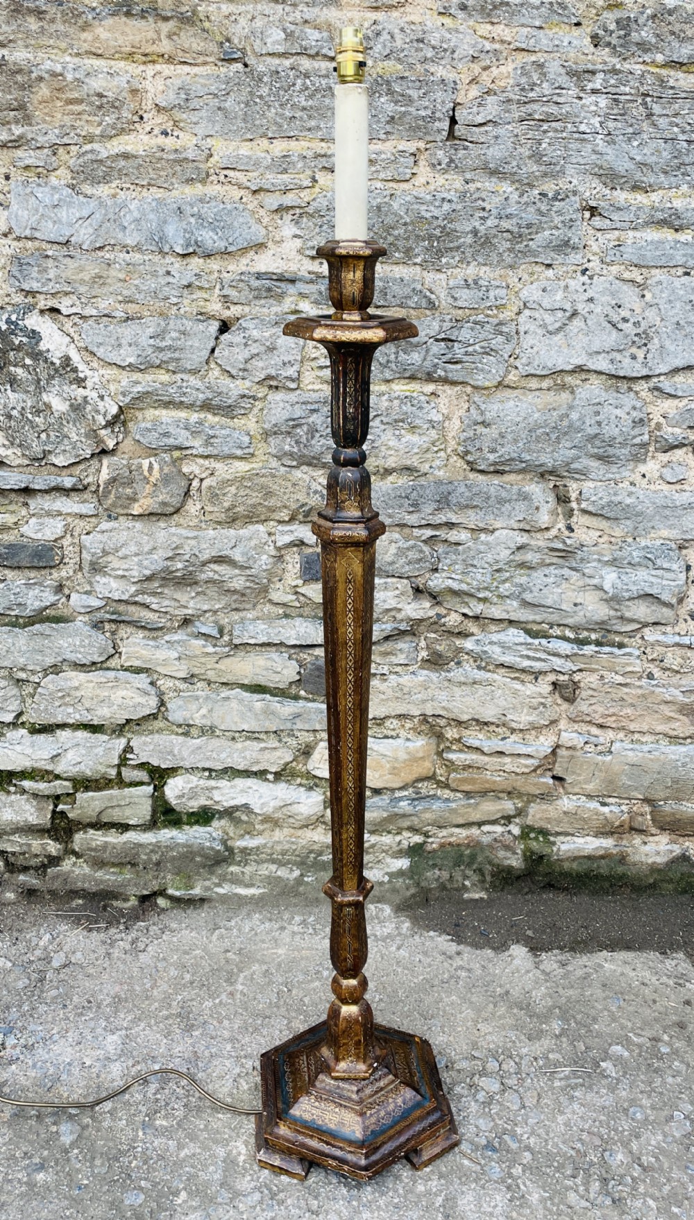 Antique Gilt and Painted Standard Lamp