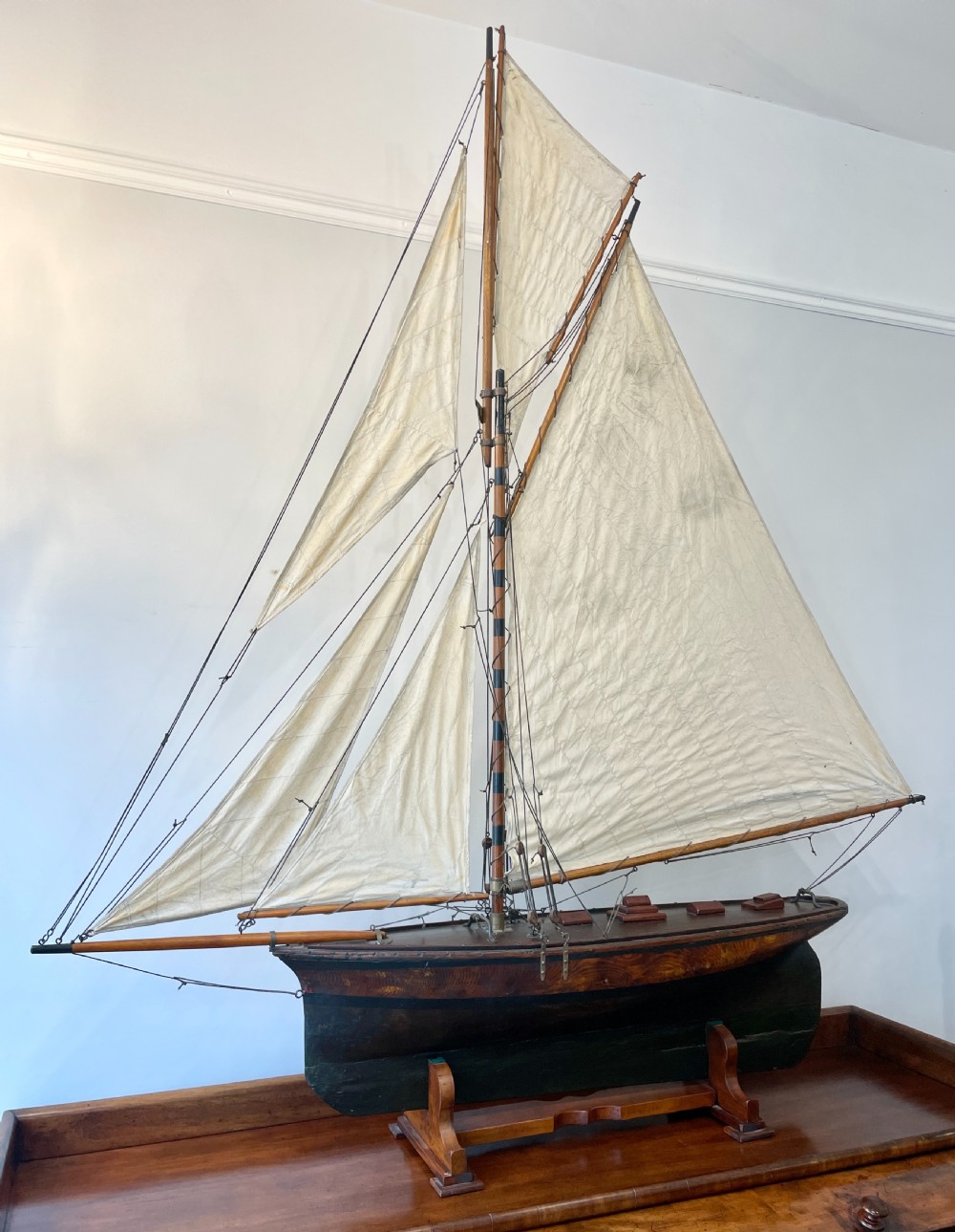 Large Antique Pond Yacht View VI