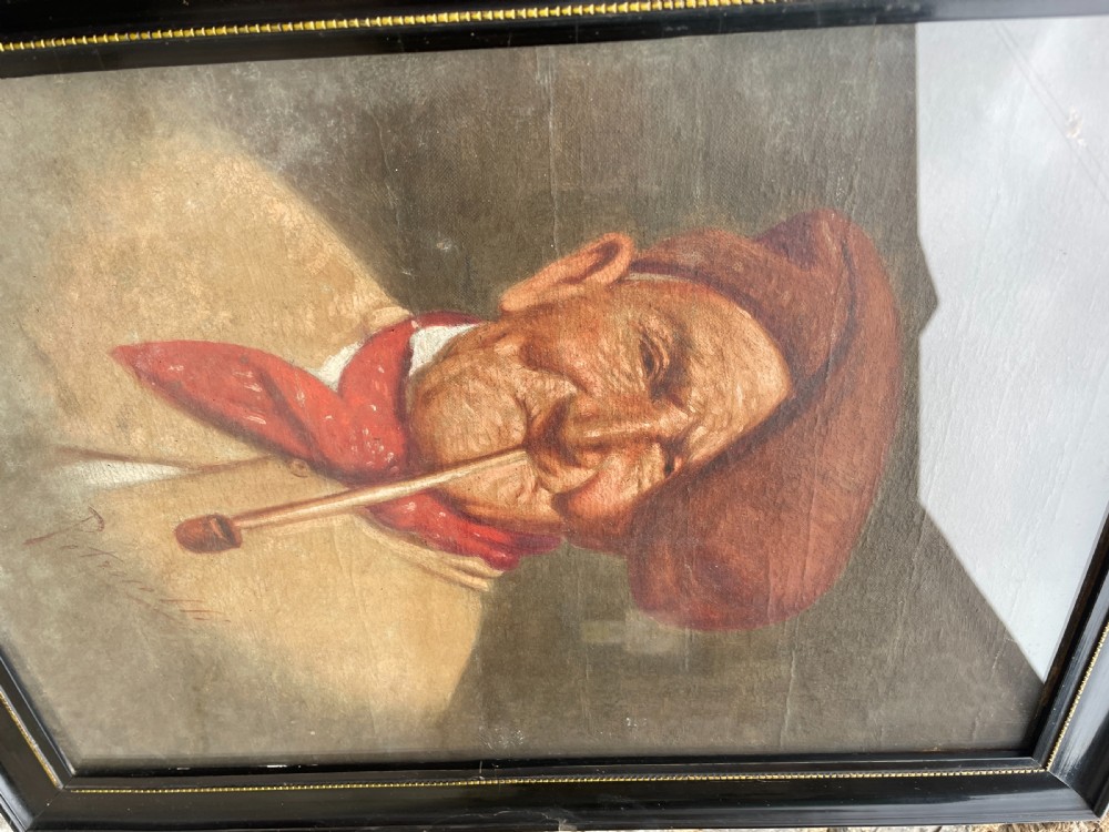 Old Man with Pipe Oil on Board by Arturo Petrocelli View X