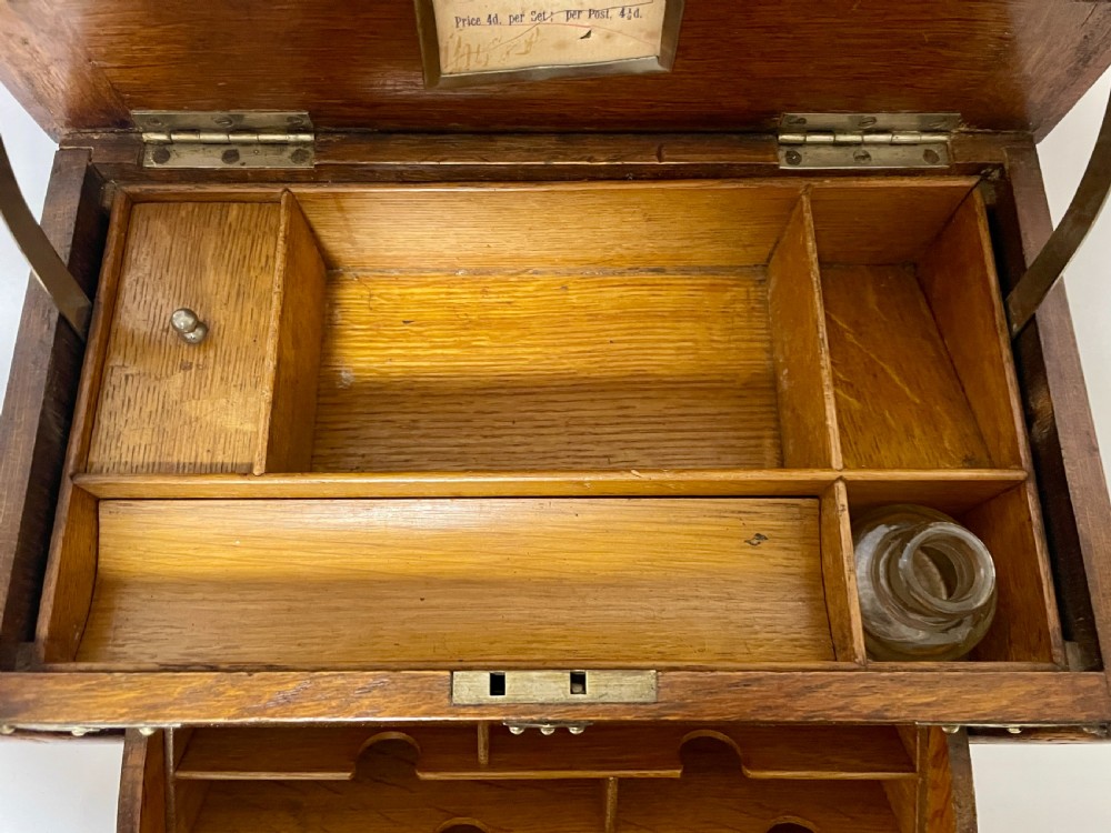 Edwardian Oak Stationery Cabinet View XV