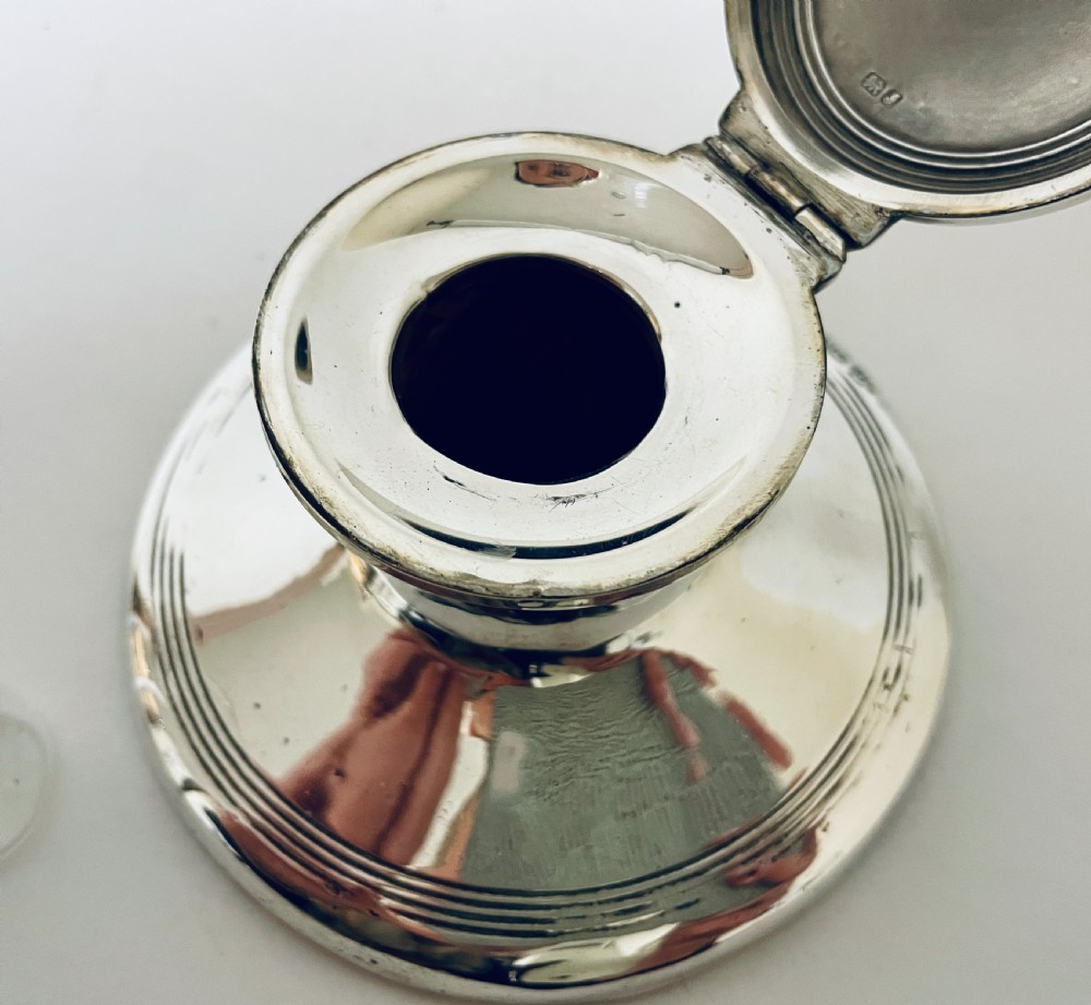Antique Silver Capstan Inkwell View XI