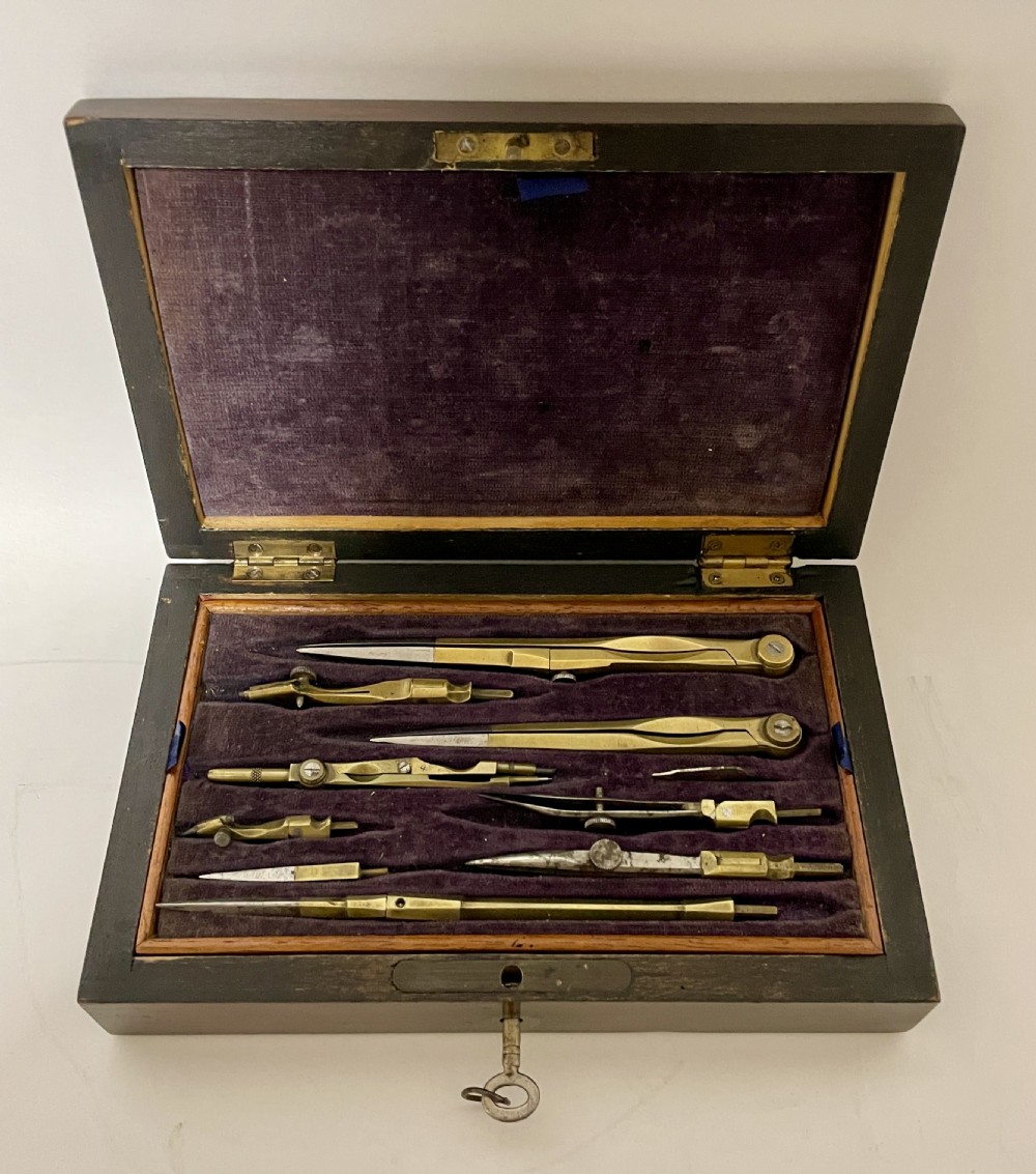 Antique Geometry Set in Rosewood Box