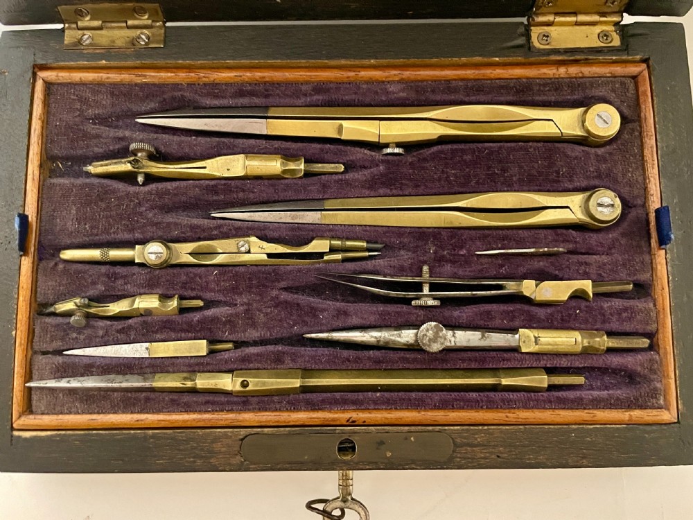 Antique Geometry Set in Rosewood Box View V