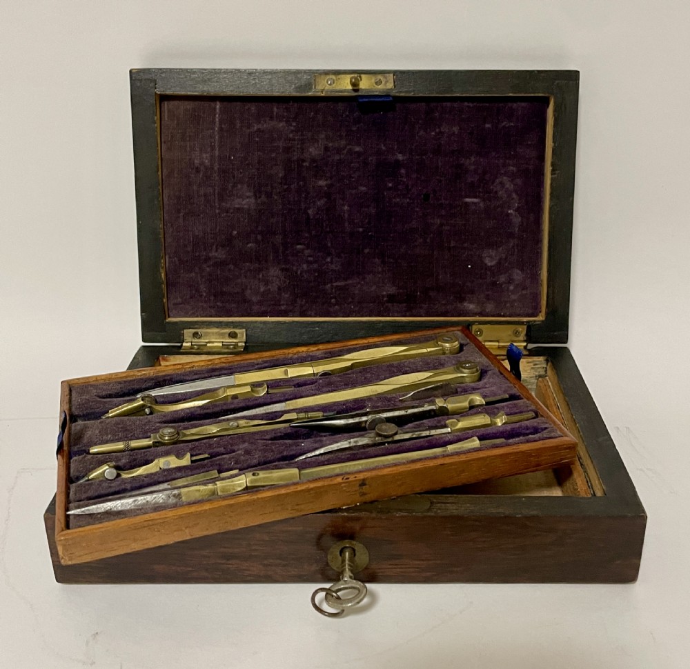 Antique Geometry Set in Rosewood Box View XI