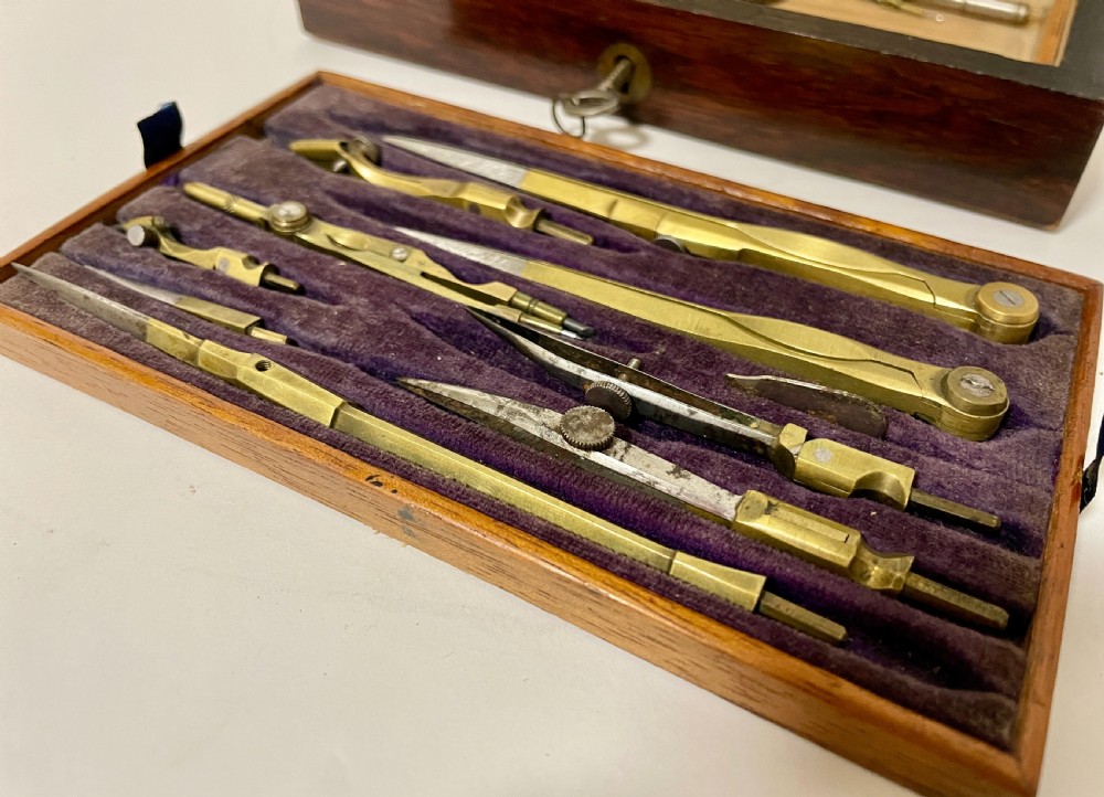 Antique Geometry Set in Rosewood Box View XII