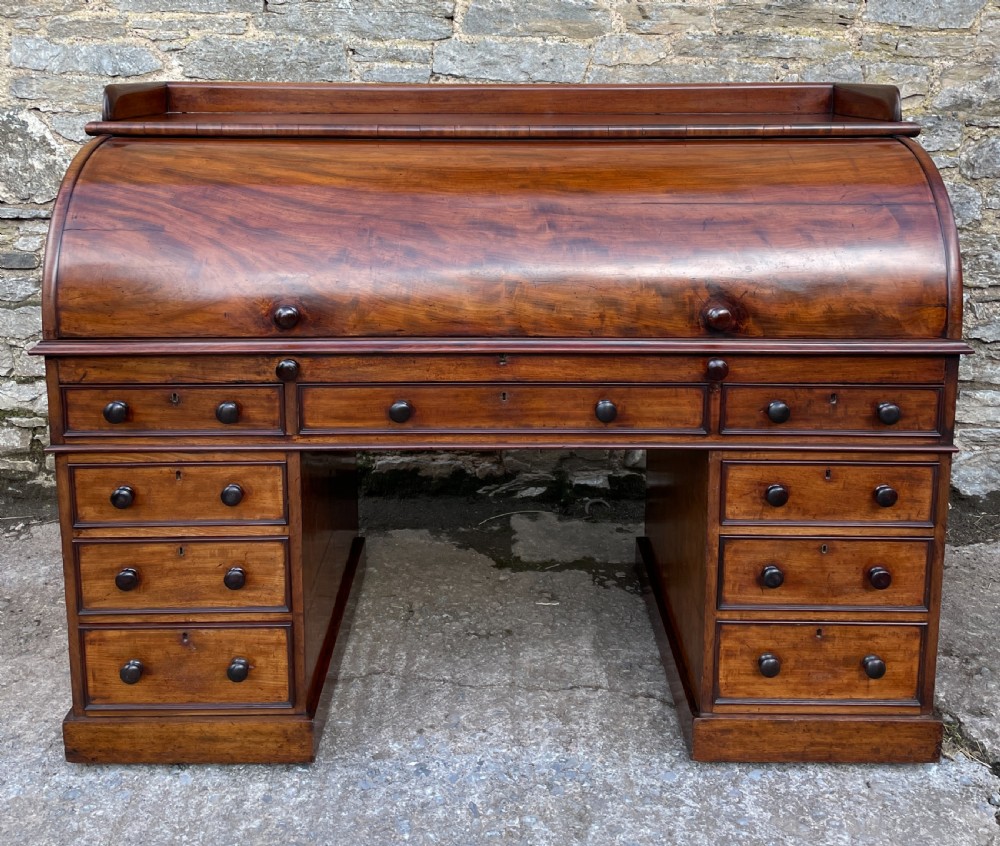 Victorian Mahogany Cylinder Roll Top Desk View II