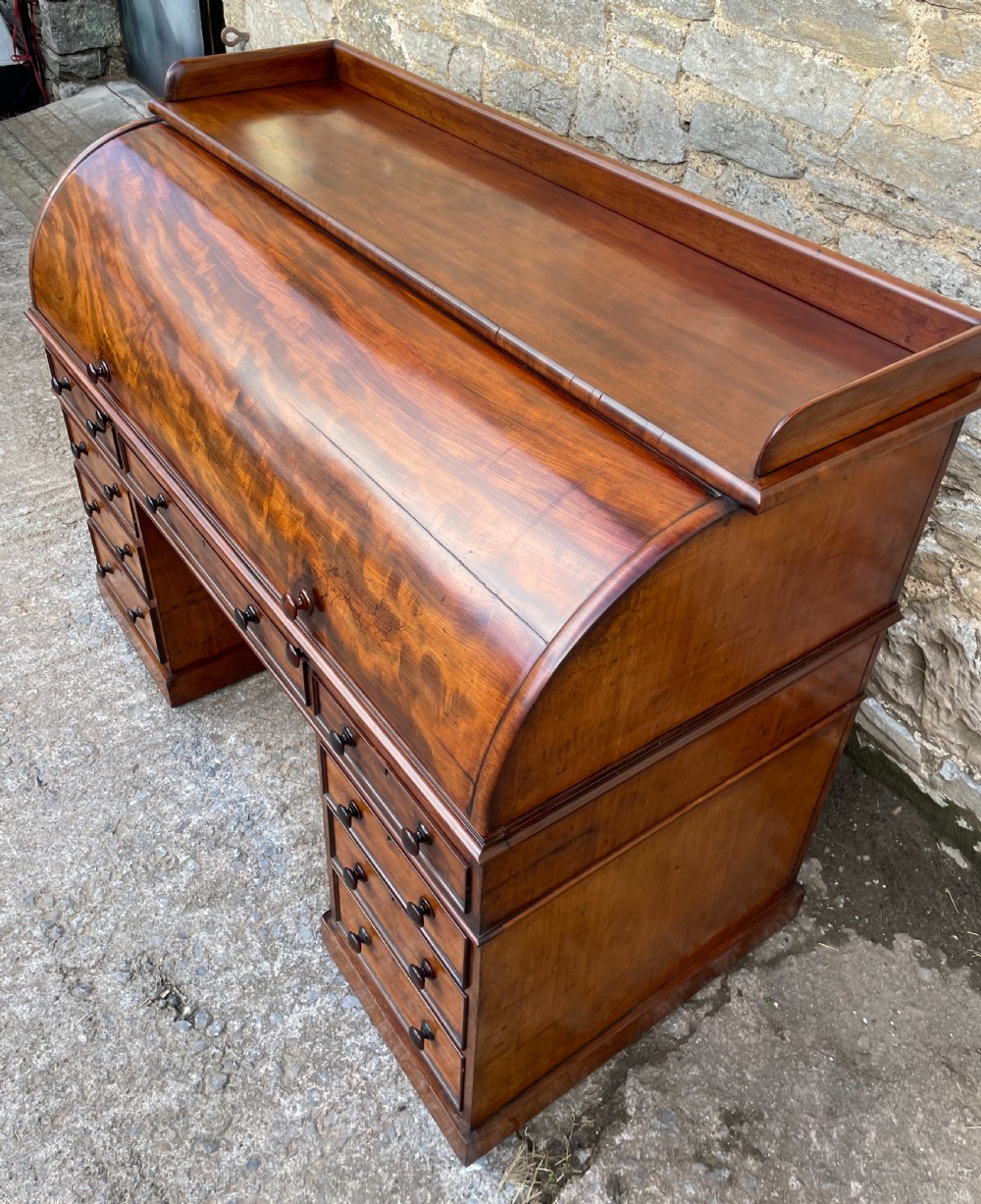 Victorian Mahogany Cylinder Roll Top Desk View VI