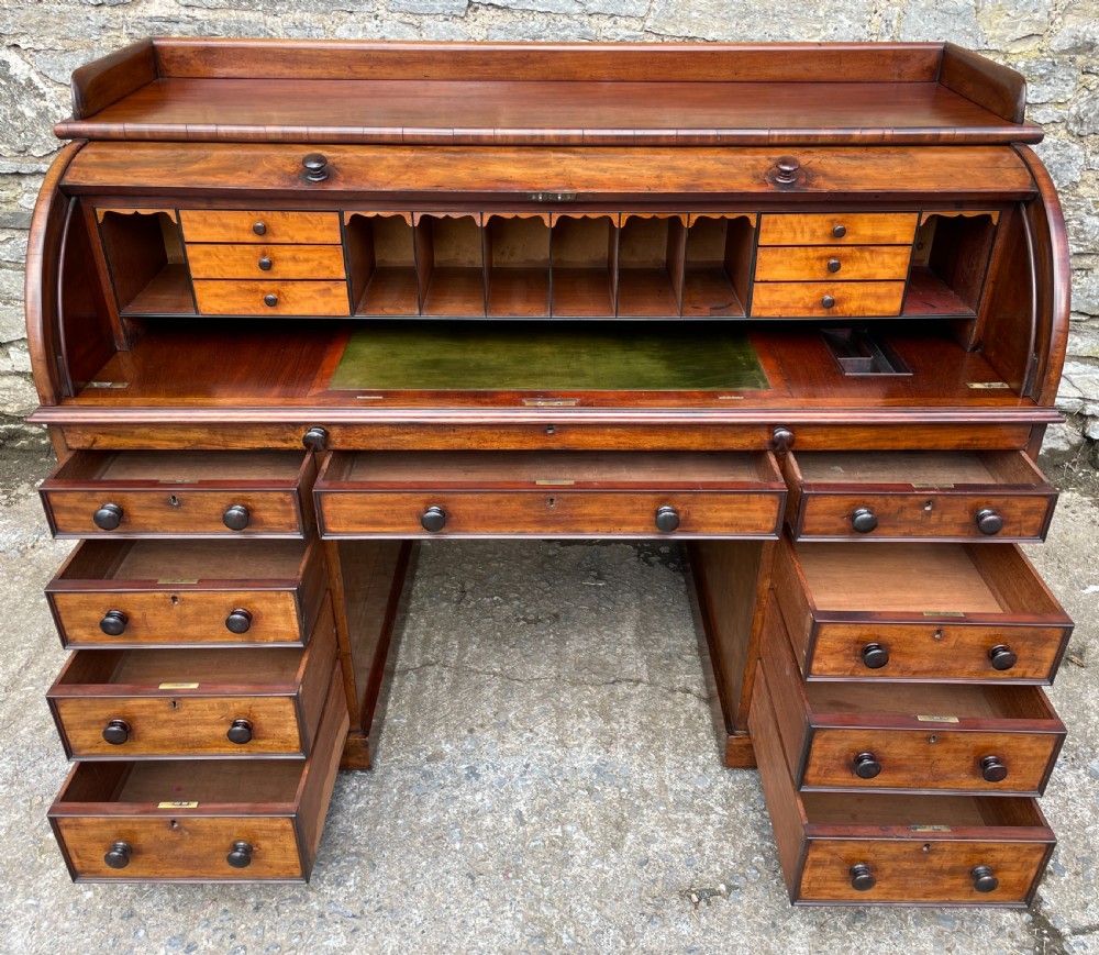 Victorian Mahogany Cylinder Roll Top Desk View XVI