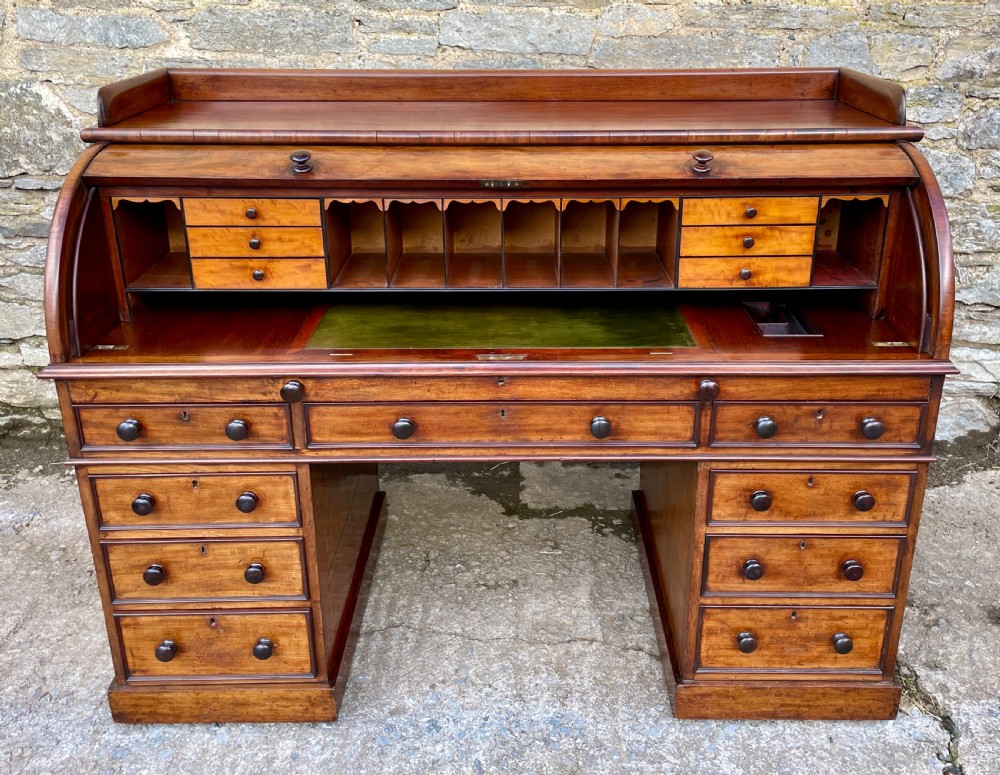 Victorian Mahogany Cylinder Roll Top Desk View XIX