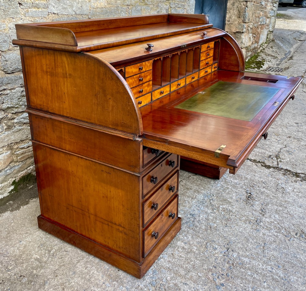 Victorian Mahogany Cylinder Roll Top Desk View XXI