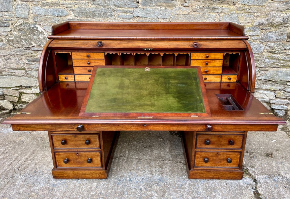 Victorian Mahogany Cylinder Roll Top Desk View XXIII