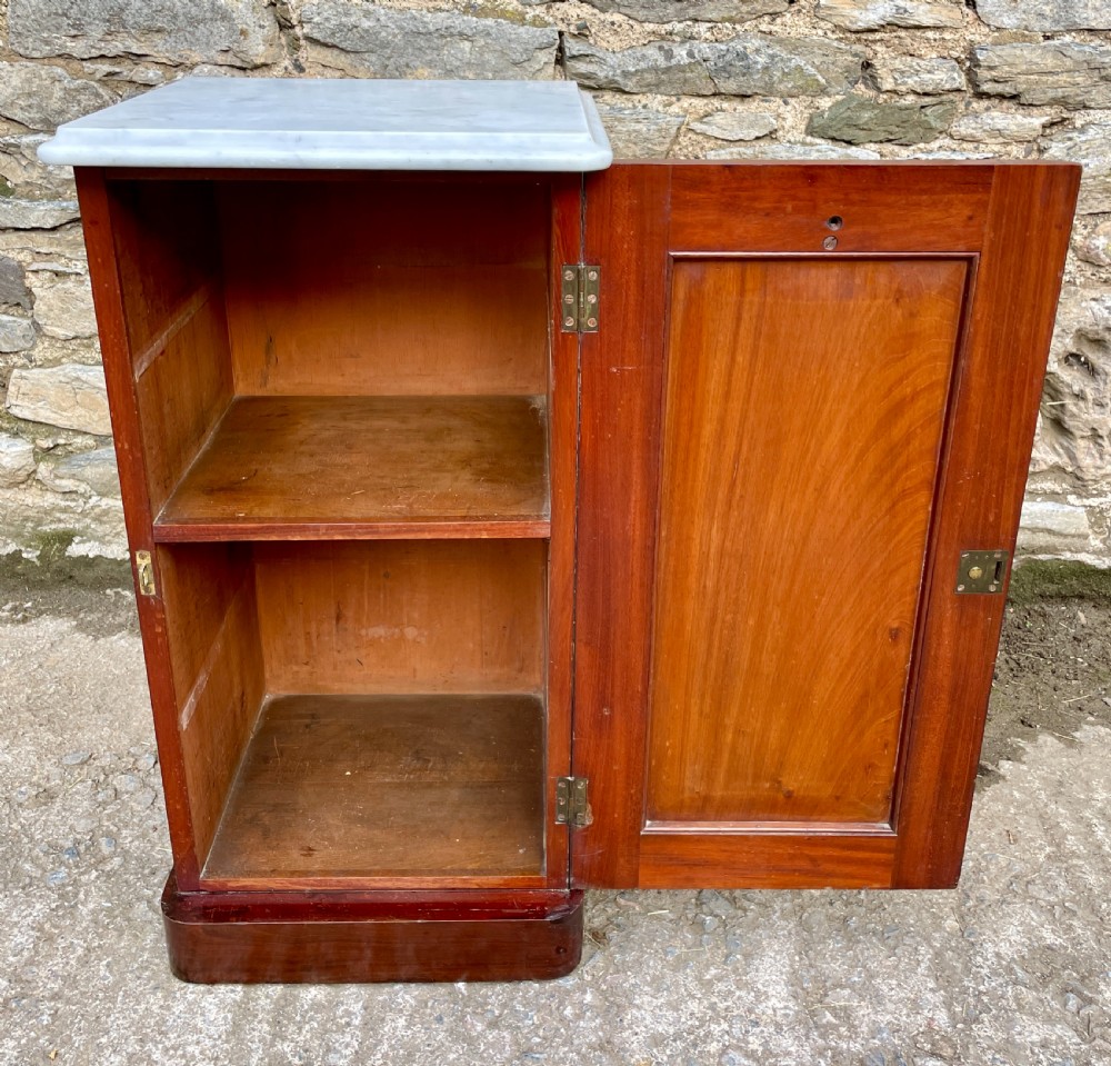 Victorian Mahogany Pot Cupboard with Marble Top View IX
